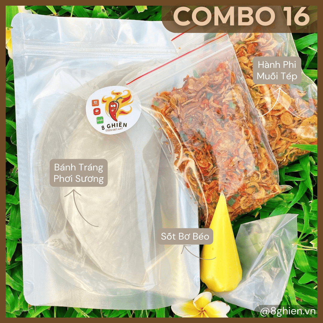 Bánh Tráng Phơi Sương Hành Phi Muối Tép, Bơ Trứng Béo Ngậy (Combo 16) Bánh Tráng Phơi Sương Hành Phi Muối Tép, Bơ Trứng Béo Ngậy (Combo 16)