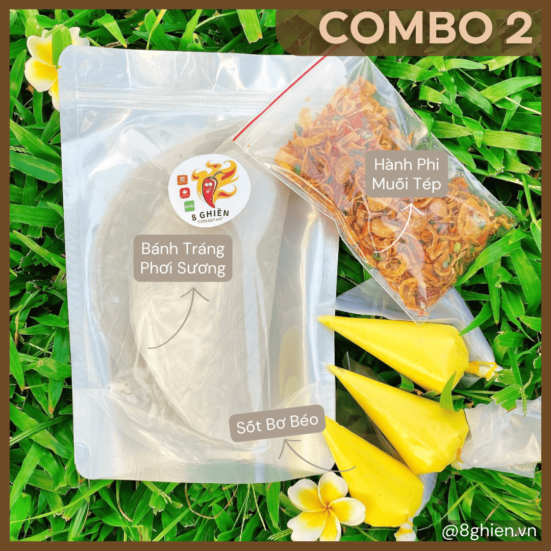Bánh Tráng Phơi Sương Tây Ninh, Hành Phi Muối Tép, 3 Ống Bơ Trứng (Combo 2) Bánh Tráng Phơi Sương Tây Ninh, Hành Phi Muối Tép, 3 Ống Bơ Trứng (Combo 2)