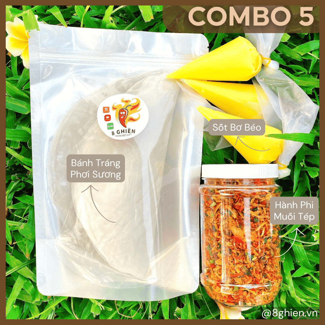 Bánh Tráng Phơi Hành Phi Muối Tép Nhiều, Combo 3 Bơ (Combo 5) Bánh Tráng Phơi Hành Phi Muối Tép Nhiều, Combo 3 Bơ (Combo 5)