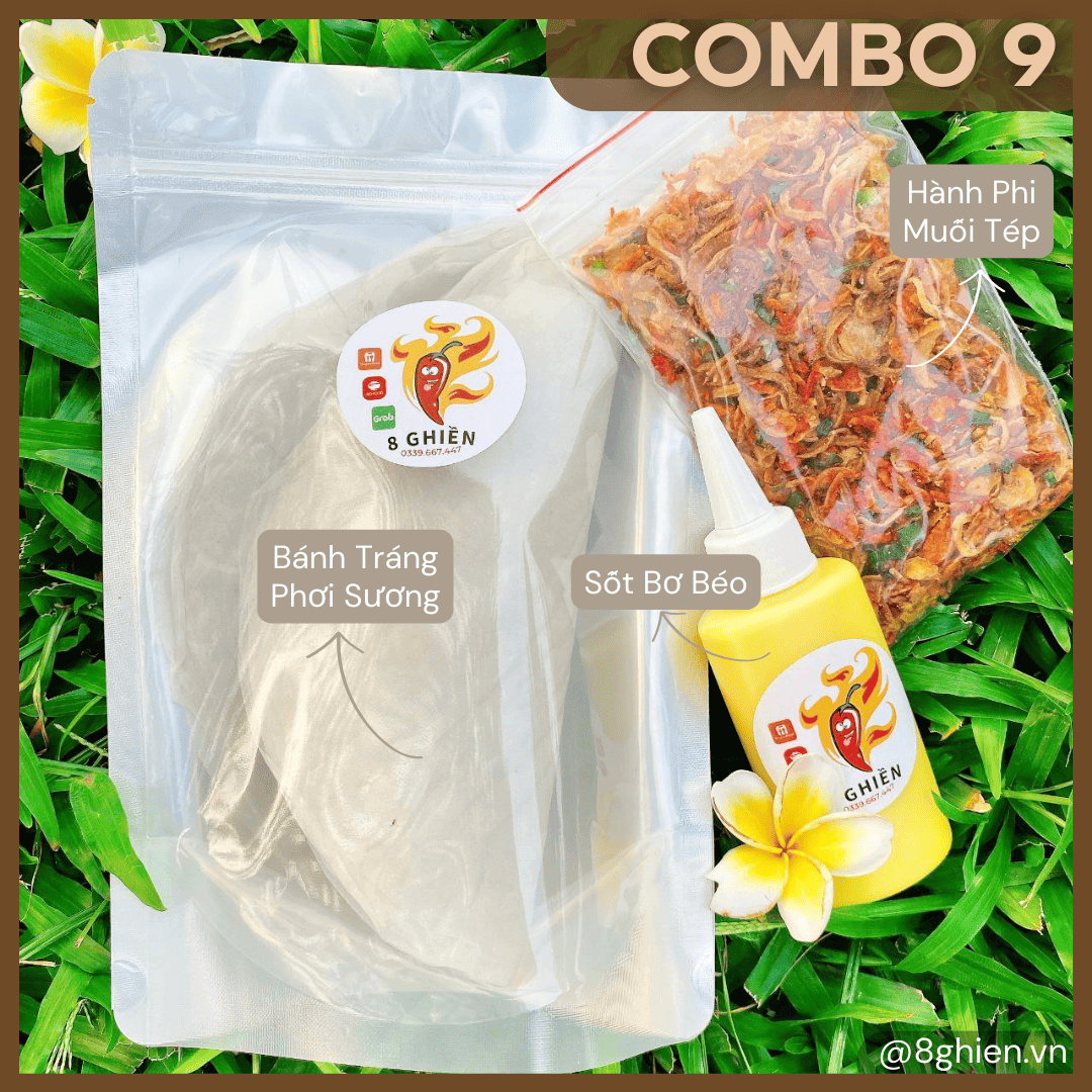 Bánh Tráng Phơi Sương, Chai Sốt Bơ TẶNG Túi Hành Phi Muối Tép (Combo 9) Bánh Tráng Phơi Sương, Chai Sốt Bơ TẶNG Túi Hành Phi Muối Tép (Combo 9)