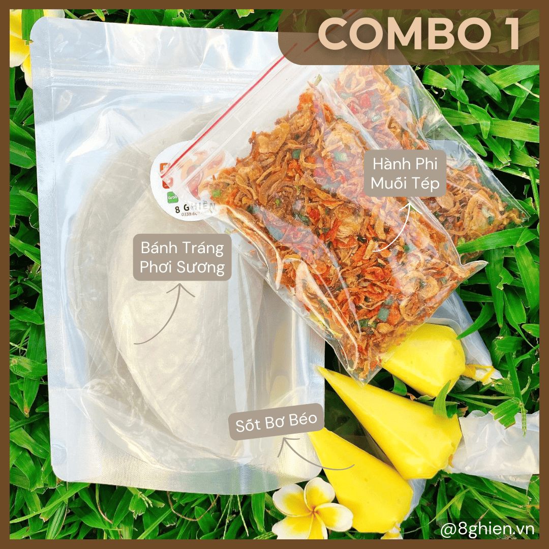 Bánh Tráng Phơi Sương Hành Phi Muối Tép (Combo 1) Bánh Tráng Phơi Sương Hành Phi Muối Tép (Combo 1) - Đặc Sản 8 Ghiền