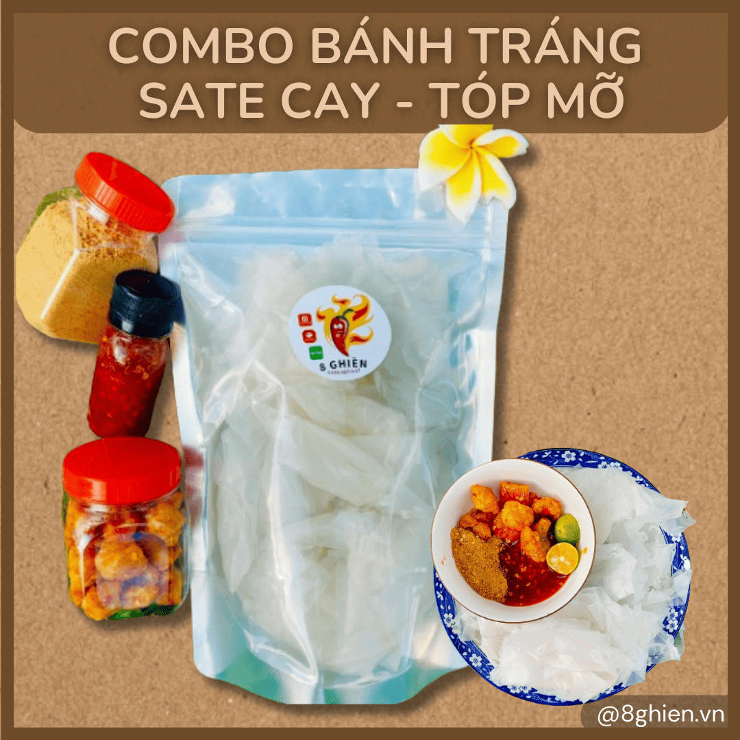 Set Đặc Biệt - Bánh Rìa Phơi Sương ăn kèm Muối Nhiễn, Ớt Rim, Tóp Mỡ Rim Mắm Tỏi Ớt